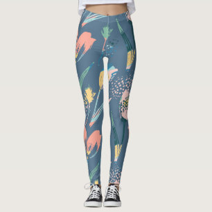 Legging Esfregões coloridos, padrão moderno de flores