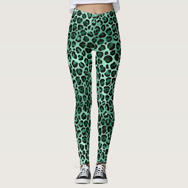 Legging Esmeralda e Ouro Série Safari Design 9 (Frente)