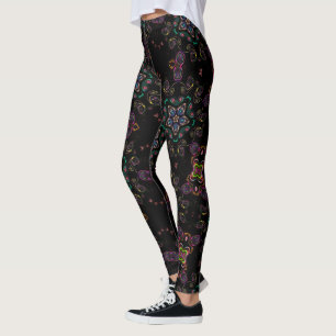 Legging Esmeralda negra geométrica do gatinho louco
