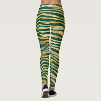 Legging Esmeralda Verde e Zebra Dourada/Tigre com Legenda 