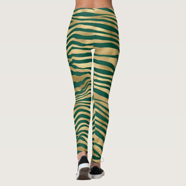 Legging Esmeralda Verde e Zebra Dourada/Tigre com Legenda  (Verso)