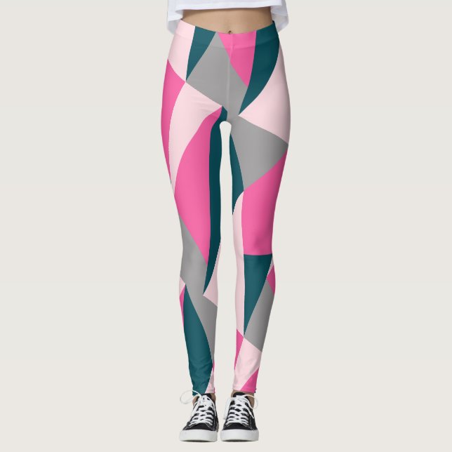 Legging Esmeralda verde-esmeralda geométrica elegante (Frente)