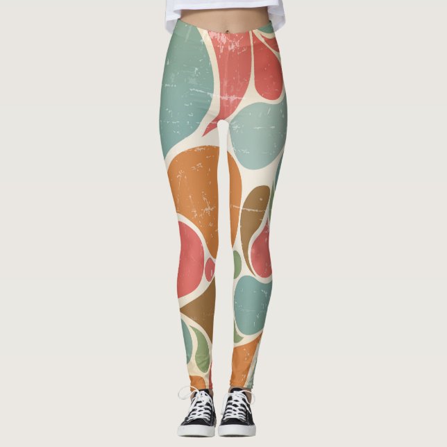 Legging Espaçadores Coloridos: Padrão Retroativo Abstrato. (Frente)