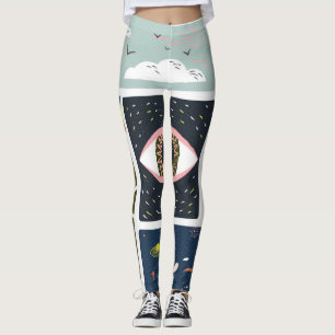 Legging Espaço de Natureza em Quadrinhos: Ilustração do Ou