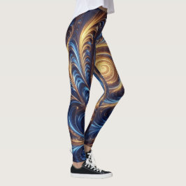 Legging Espaços Abstrato modernos - Real Azul e Suavimento