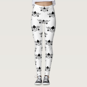 Legging Espadas Pretas Espirais em Estilo de Tatuagem Thun