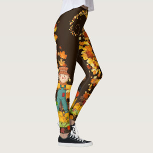 Legging Espantalho de outono O outono deixa Bonito preto o