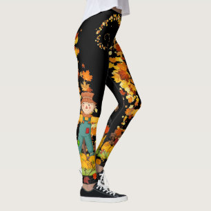 Legging Espantalho de outono O outono deixa Bonito preto o
