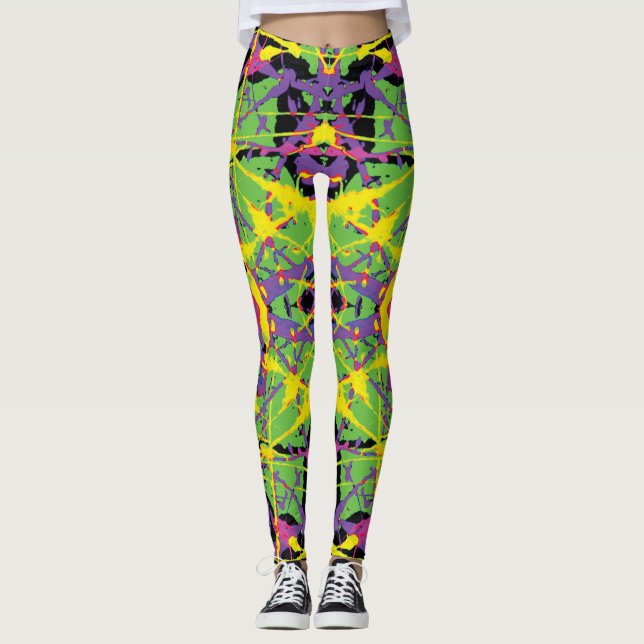 Legging Espelho Amarelo Verde Roxo (Frente)