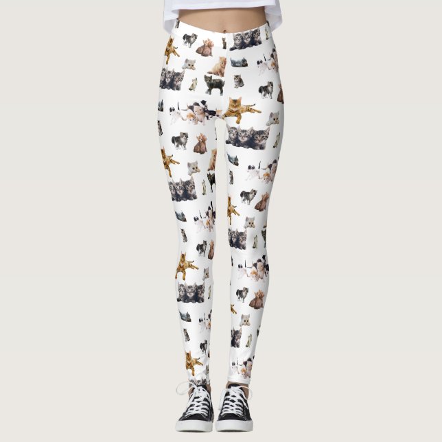 Legging Espelho bonito com fotografias de gatos e gatinhos (Frente)