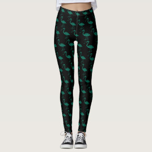 Legging Espelho brilhante flamingo Esmeralda preto