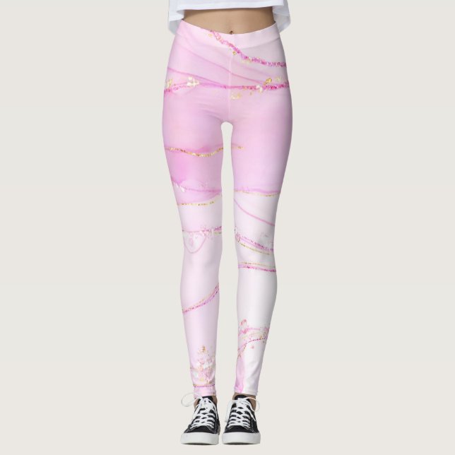 Legging Espelho Glam Brilhante Marble Art Pink Legge (Frente)