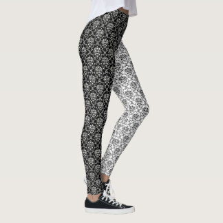 Legging Espelho Oposto a Damasco Preto e Branco