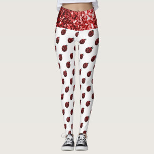 Legging Espelhos vermelhos brilhantes Padrão Ladybug em br