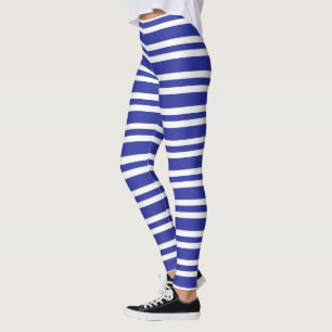 Legging Espessas e tiras finas azuis e brancas