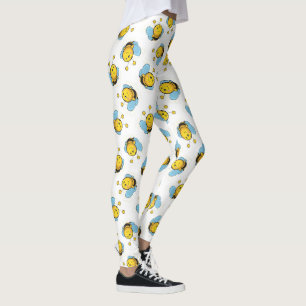 Legging Espetáculo de abelha feliz e bonito, branco