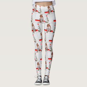 Legging Espira de papel branco comprando o Natal do Slippe