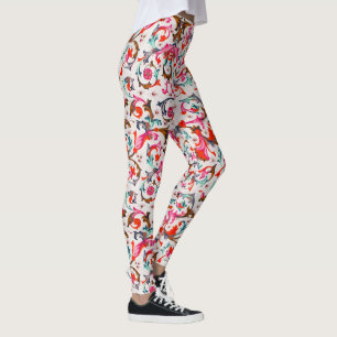 Legging ESPIrais FLORAIS VERMELHAS RENASCENÇA FLORENTINA,