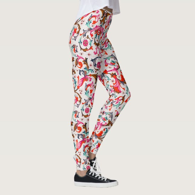 Legging ESPIrais FLORAIS VERMELHAS RENASCENÇA FLORENTINA,  (Direita)