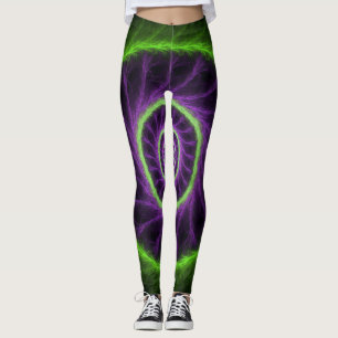 Legging Espiral de Energia Neon – Vórtice Fractal Verde e