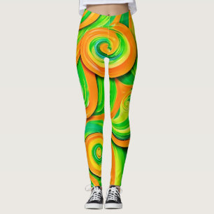 Legging Espiral Verde e Laranja