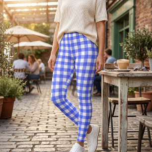 Legging Esporte Retro Chic Xadrez Azul