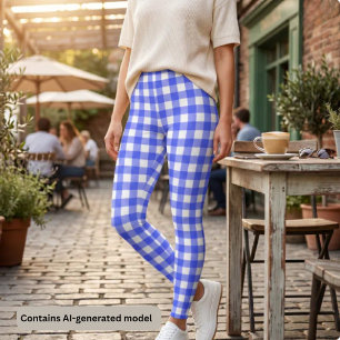 Legging Esporte Retro Chic Xadrez Azul