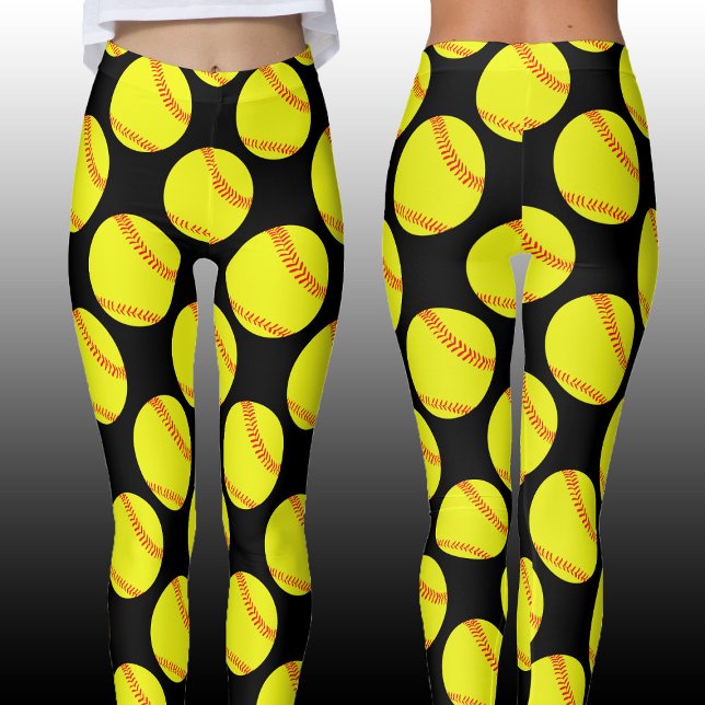Legging Esportes Personalizados De Cor De Jogador De Softb (Softball leggings front and back view. Customize with your own team color!)