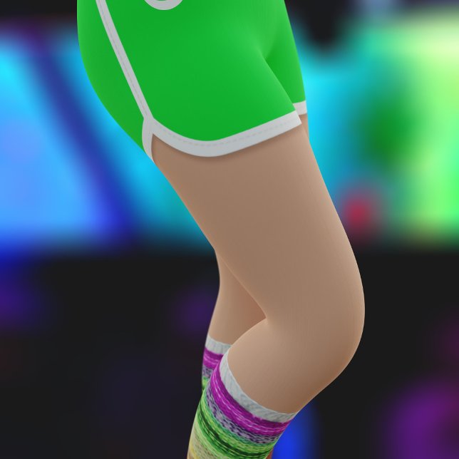 Legging Esportes Verdes Curtem a Moda dos 80 Mais Quente n (Fun leggings to wear at your 80's roller skating themed bachelorette party. Just add your number)