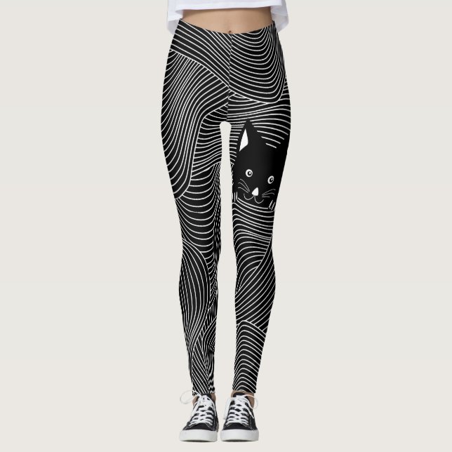 Legging Espreite caneleiras de um gato da vaia (Frente)
