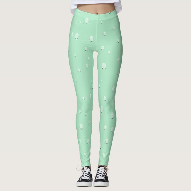 Legging Espuma do mar verde com gotas de água Verão (Frente)