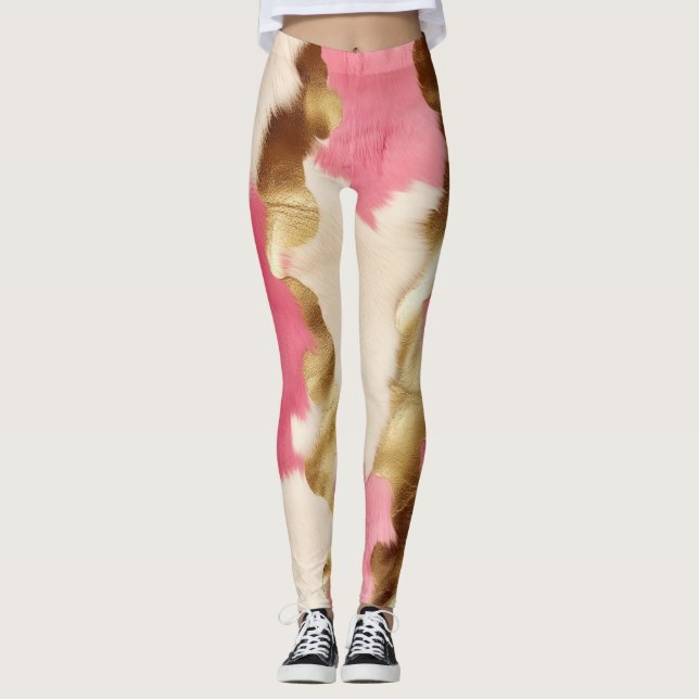 Legging Espuma Dourada de Creme Rosa (Frente)