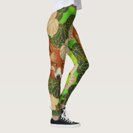 LEGGING ESPUMA VERMELHA ENTRE FOLHAS VERDE E FOLIAGEM