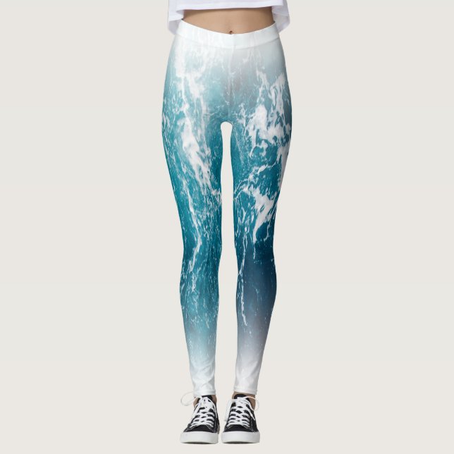 Legging Espumante azul-esbranquiçado, água branca-do-mar (Frente)