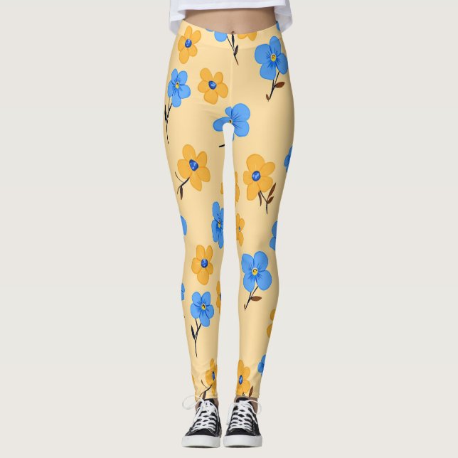 Legging Esquecer-me - Não Padrão Floral (Frente)