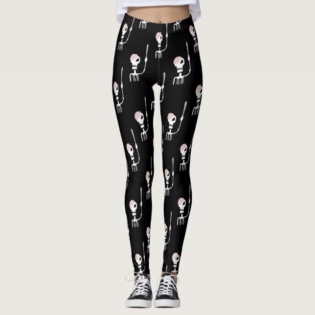 Legging esqueleto de Halloween com uma espada (Frente)