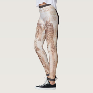 Legging Esqueleto de Ossos da Anatomia Humana de Leonardo