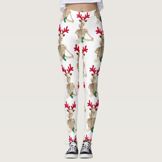 Legging esqueleto de renas de natal (Frente)