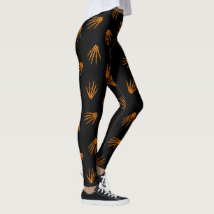 Legging Esqueleto Laranja do Halloween Elegante Popular