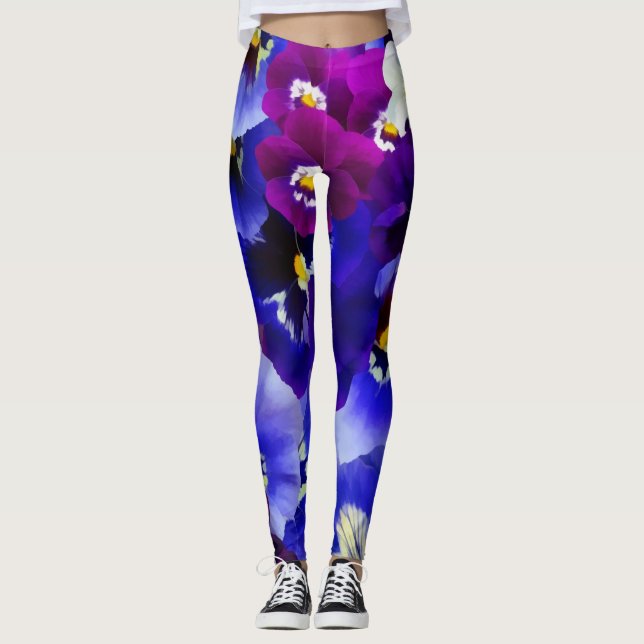 Legging Esquema de Flor Azul (Frente)
