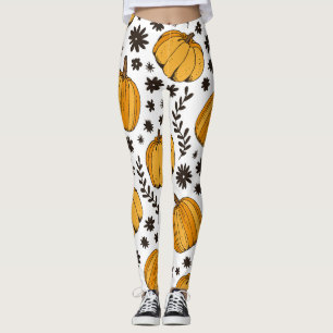 Legging Esquemas de abóbora: padrão sem costura desenhado