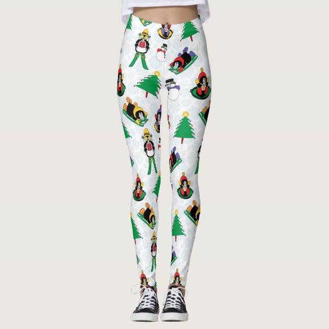 Legging Esqui de pinguim de Natal (Frente)