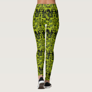 Legging Esquilo Arte Foliar Nórdica Escandinava