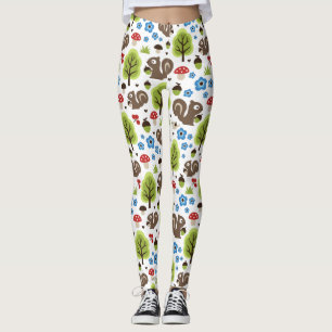 Legging Esquilo no teste padrão da floresta do carvalho