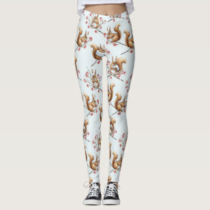 Legging Esquilos de Inverno Entre Galhos Nevados