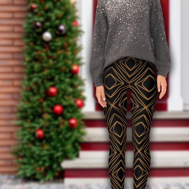 Legging Estação Diamante Faux Dourado em Preto (Criador carregado)