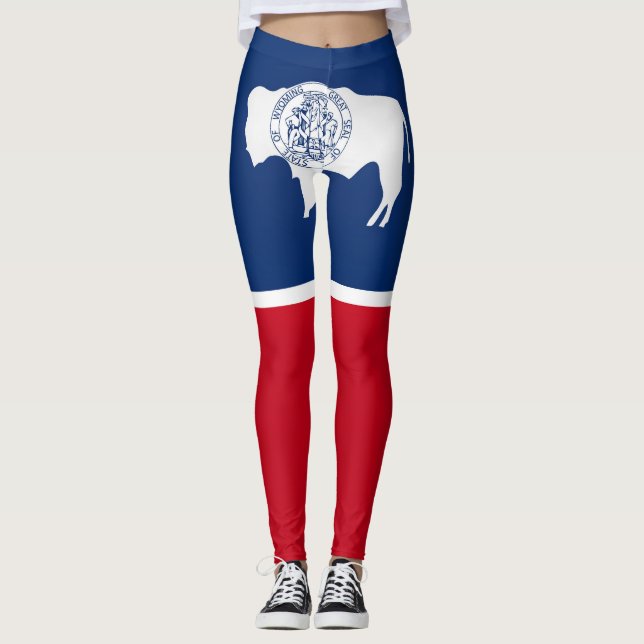 Legging Estado legal Da Moda De Bandeira Do Wyoming (Frente)