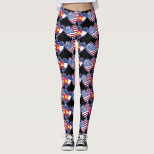 Legging Estados Unidos e Colorado Flag Hearts