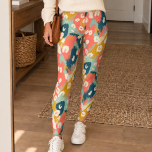 Legging Estampa Animal de Pinceladas Multicoloridas Abstra