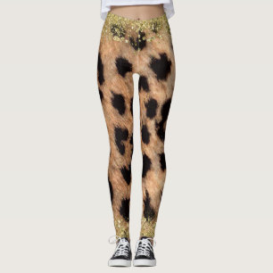 Legging Estampa Animal Leopardo Guepardo Brilho Dourado Te